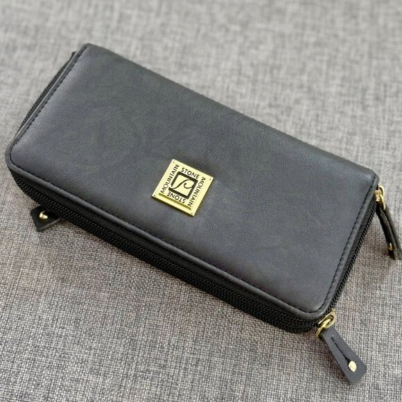 New! Stone Mountain faux leather Wallet Double Zipper 7.25" X 3.5"X 1.75" - Picture 8 of 14